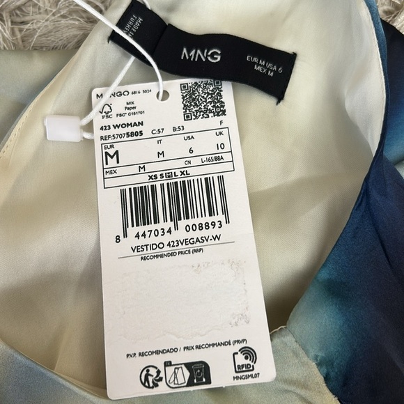 NWT MNG Mango Gradient V-Neck Sleeveless Satin Slip Midi/Maxi Dress Night Blue M - Picture 15 of 16